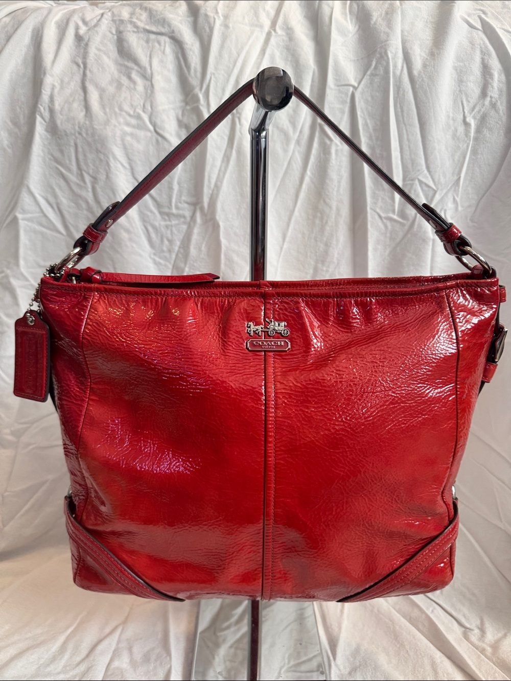 Coach Red Patent Leather Shoulder Hobo